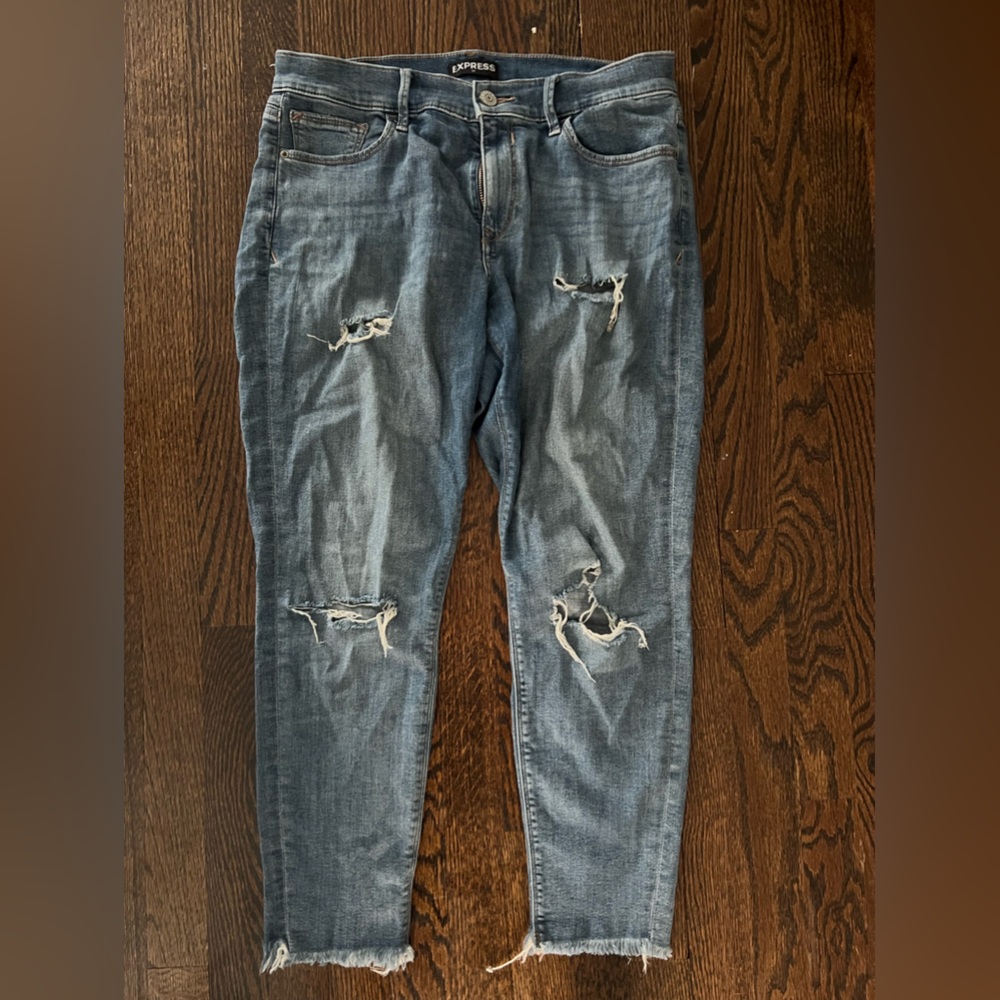 Express ripped straight jeans